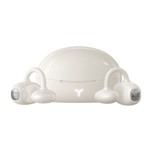 Wireless Bluetooth Clip On Earbuds Sports Gaming White