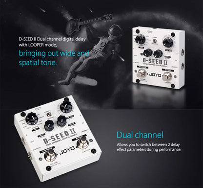 Dual Channel Digital Delay Pedal with Looper and 8 Modes