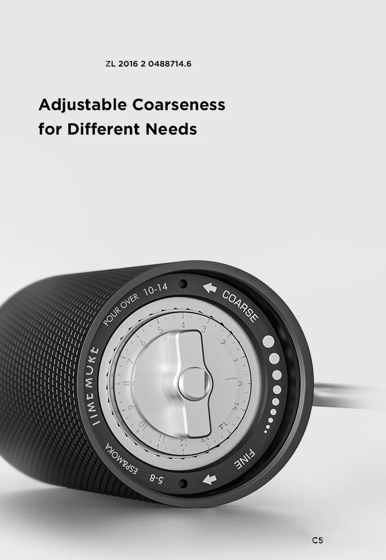 Portable Hand Coffee Grinder C5 Black with Cleaning Brush