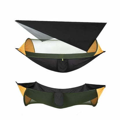 Black Camping Hammock with Mosquito Net and Rain Fly