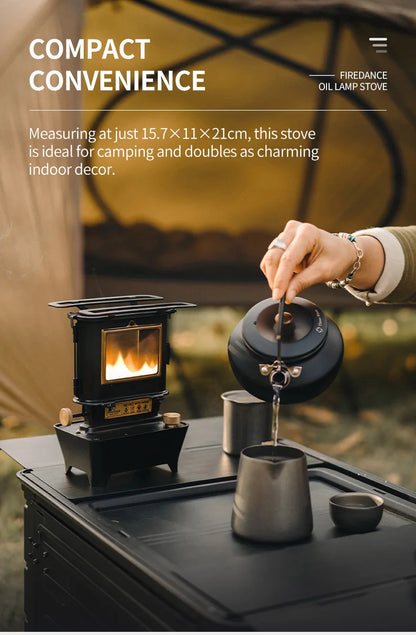 Retro Silver Outdoor Lantern Oil Lamp Stove for Camping & Hiking