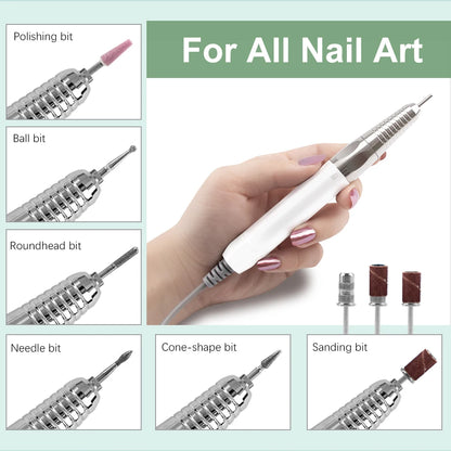 Powerful Electric Nail Drill 85W with Bits Black