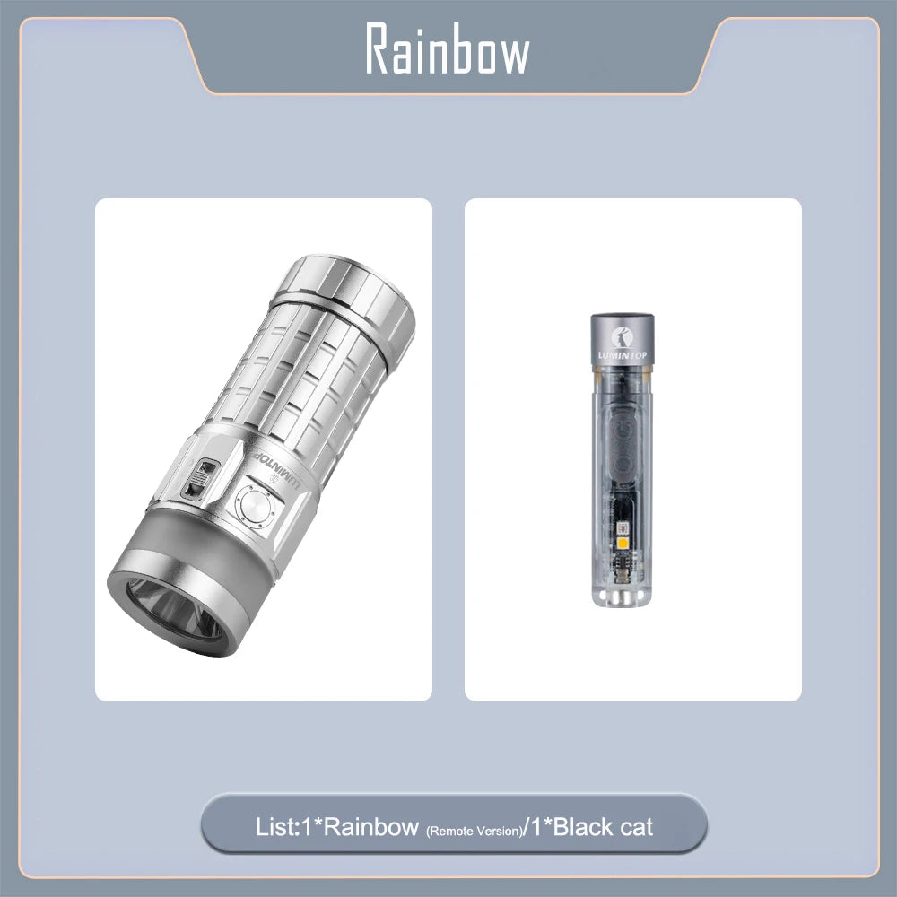 Portable Rechargeable LED Flashlight Remote Control Rainbow Light