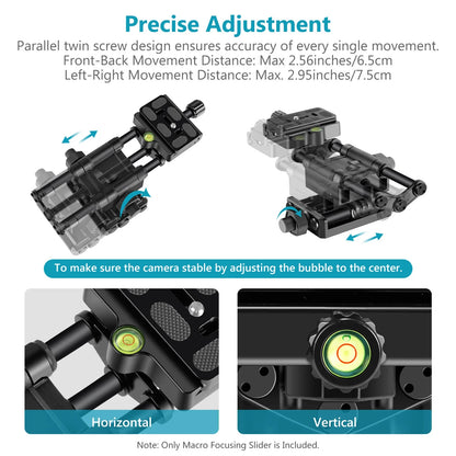 4-Way Macro Focusing Rail Slider with Quick Release Plate