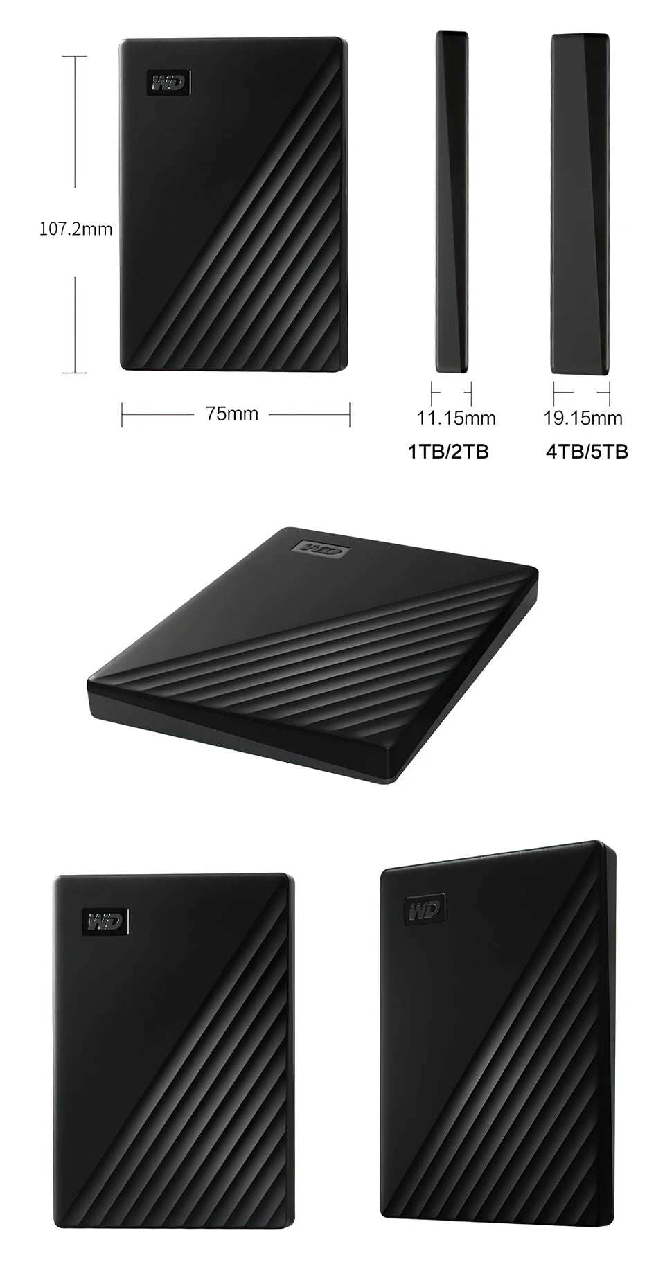 4TB USB 3.0 Portable Backup Hard Drive Black