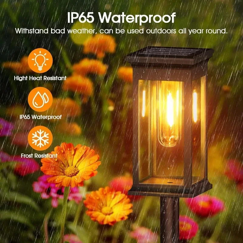 Warm Glow Solar Garden Path Lights Outdoor Set of 10