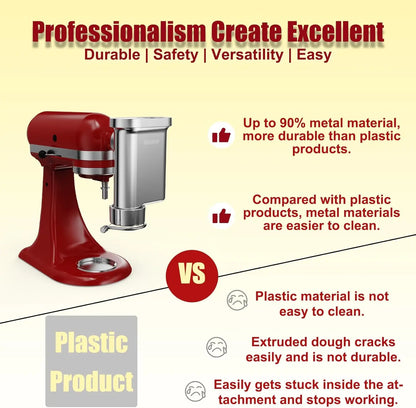 Metal Pasta Press Attachment for Stand Mixer with 5 Dies
