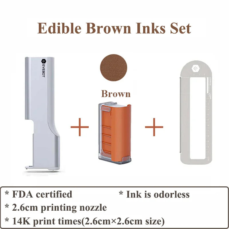 Portable Edible Ink Print Pen Brown Colour