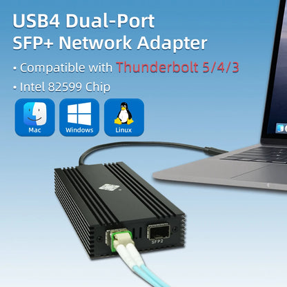 Dual-Port 10G SFP+ USB4 Thunderbolt Ethernet Adapter