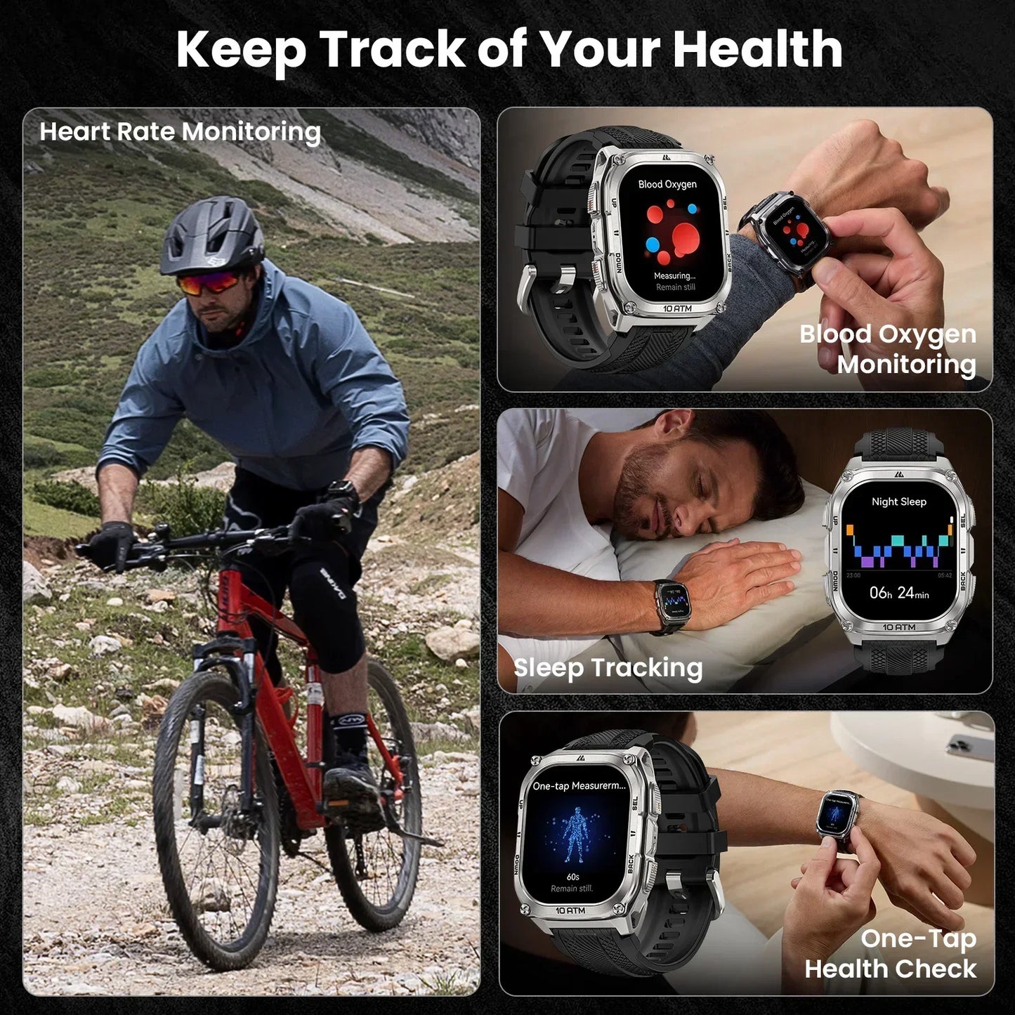 Tank M4 Black 10ATM Water Resistant Smartwatch