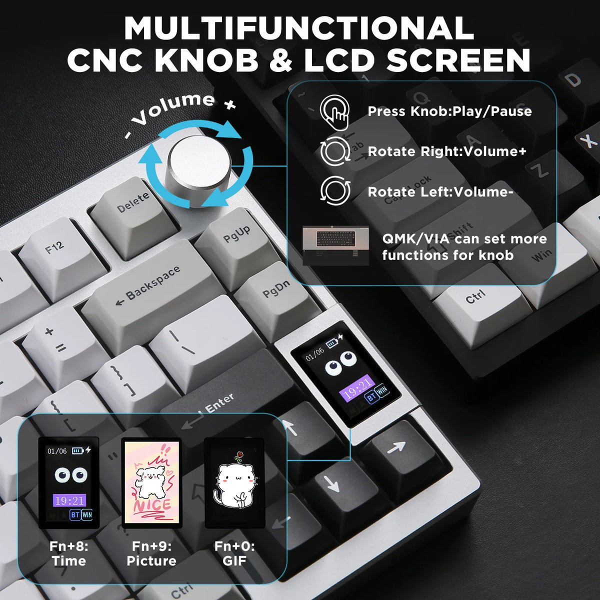 Silver Wireless Mechanical Keyboard Gateron Zero Switches