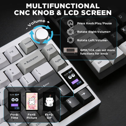 Silver Wireless Mechanical Keyboard Gateron Zero Switches