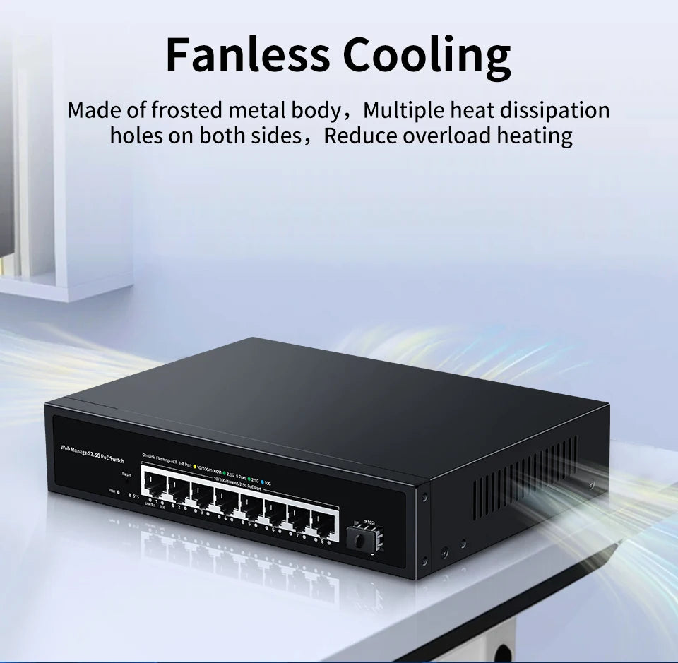 8 Port 2.5G PoE Managed Switch with 10G SFP+