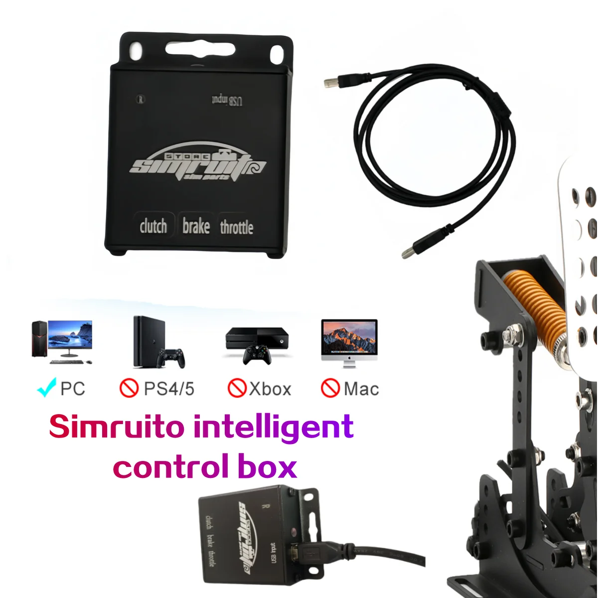 3-Pedal Racing Simulator Set with Sturdy Baseplate