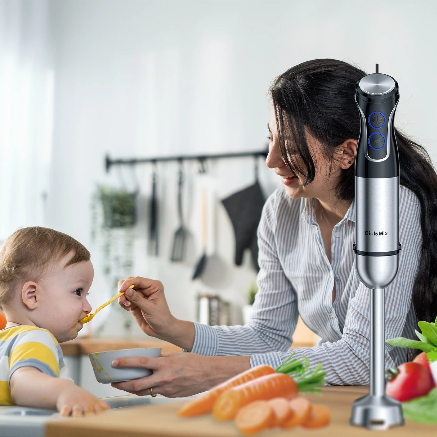 Portable 1500W Hand Blender with Food Processor & Smoothie Maker