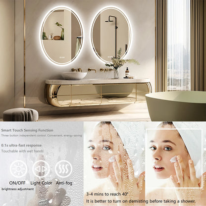 Large Round LED Bathroom Mirror with Dimmable Lights