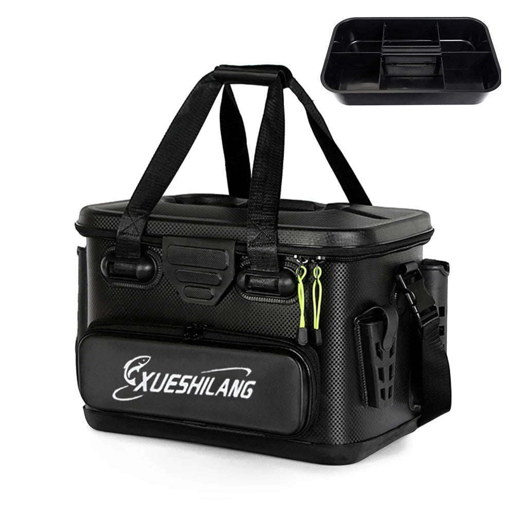 Small Waterproof Black Fishing Bag for Rods and Bait