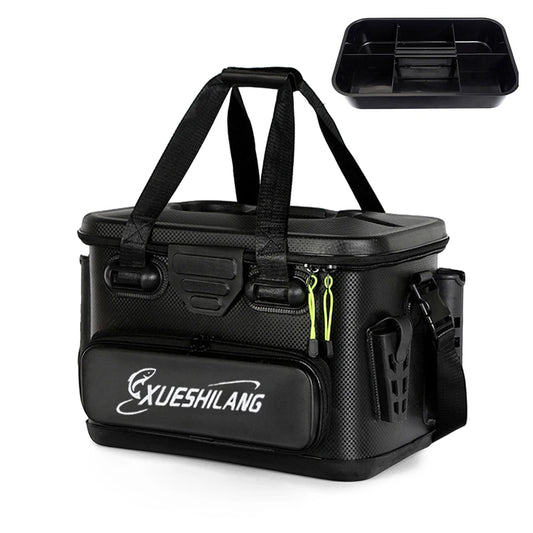 Small Waterproof Black Fishing Bag for Rods and Bait