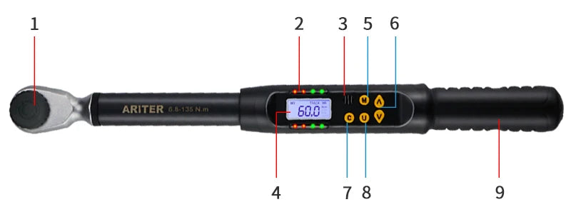 Digital Torque Wrench 6.8–135Nm 1/2 Inch Adjustable Precision Tool