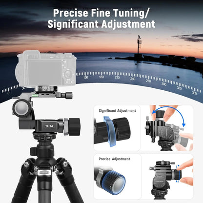 2-Way Geared Tripod Head with Micro Adjustment