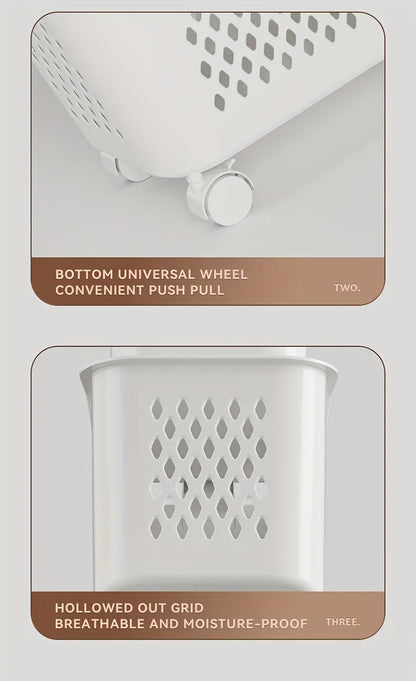 Portable Rolling Storage Basket for Clothes and Sundries