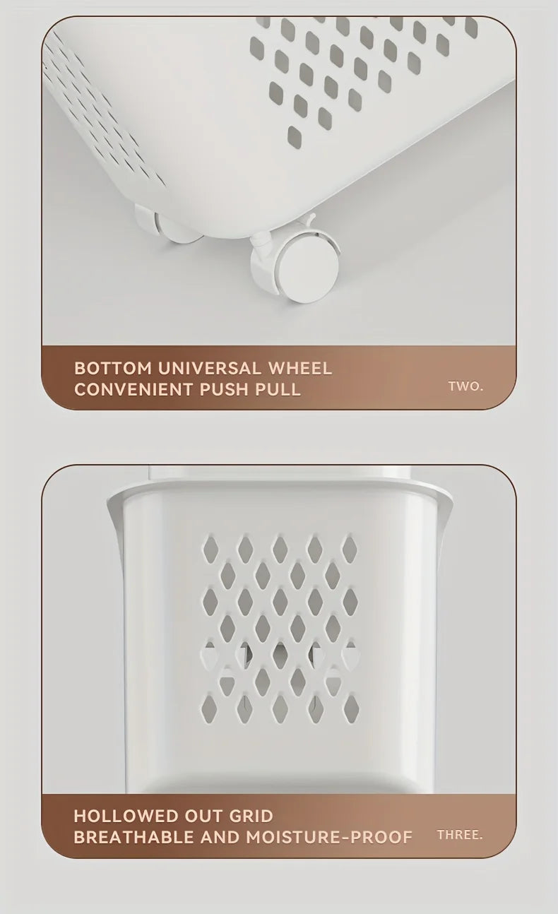 Multilayer Laundry Basket with Wheels for Home Storage