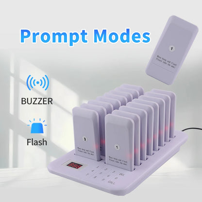 Wireless Restaurant Pager System 16 Beepers Queue Calling