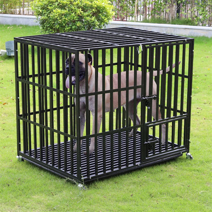 XL Pet Kennel Cage with Slide-Out Tray and Wheels