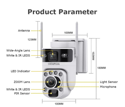 6K Solar WiFi Security Camera with Dual Screen with 128GB