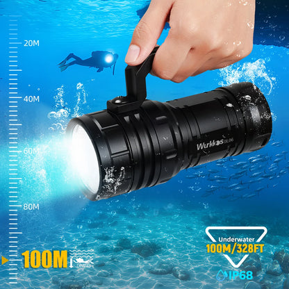 15000LM IPX8 Underwater LED Dive Light 6000–6500K