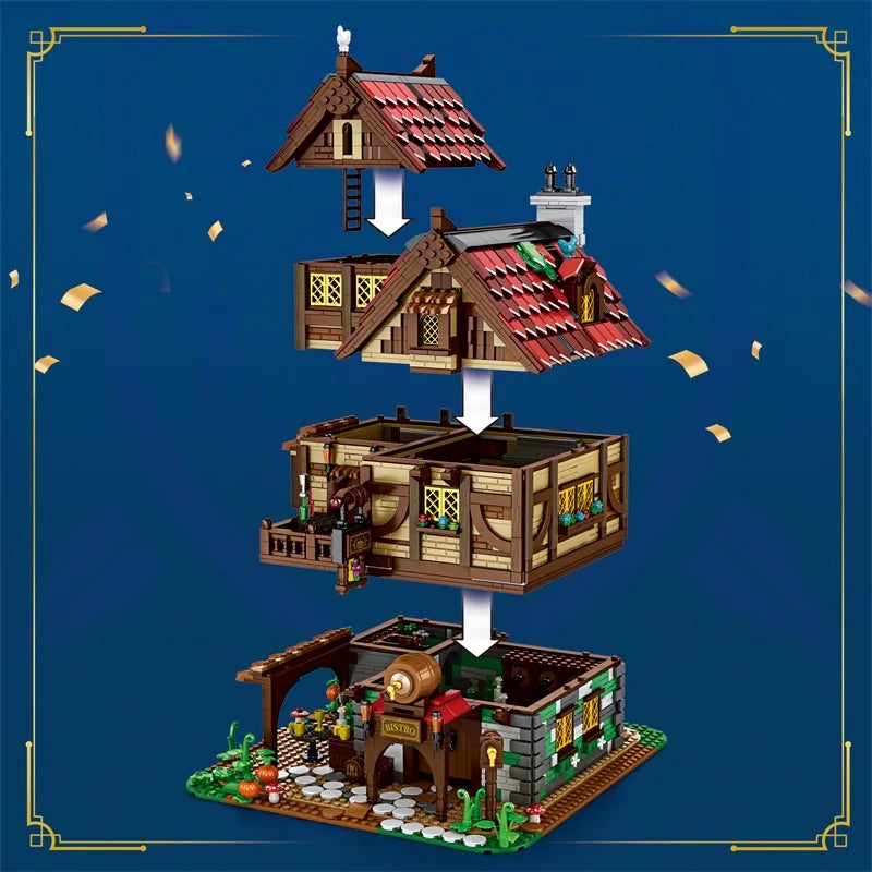 2868PCS Medieval Tavern Building Block Model Kit