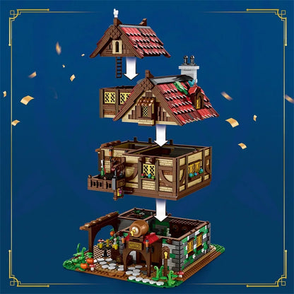 2868PCS Medieval Tavern Building Block Model Kit