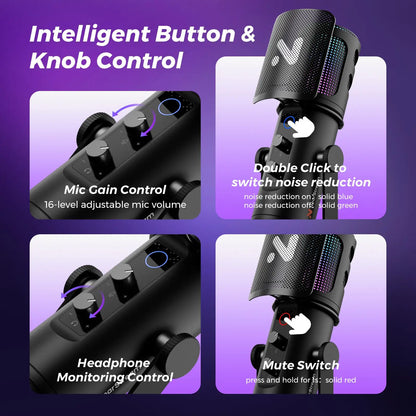 Streaming Microphone with Boom Arm for PC and PS5