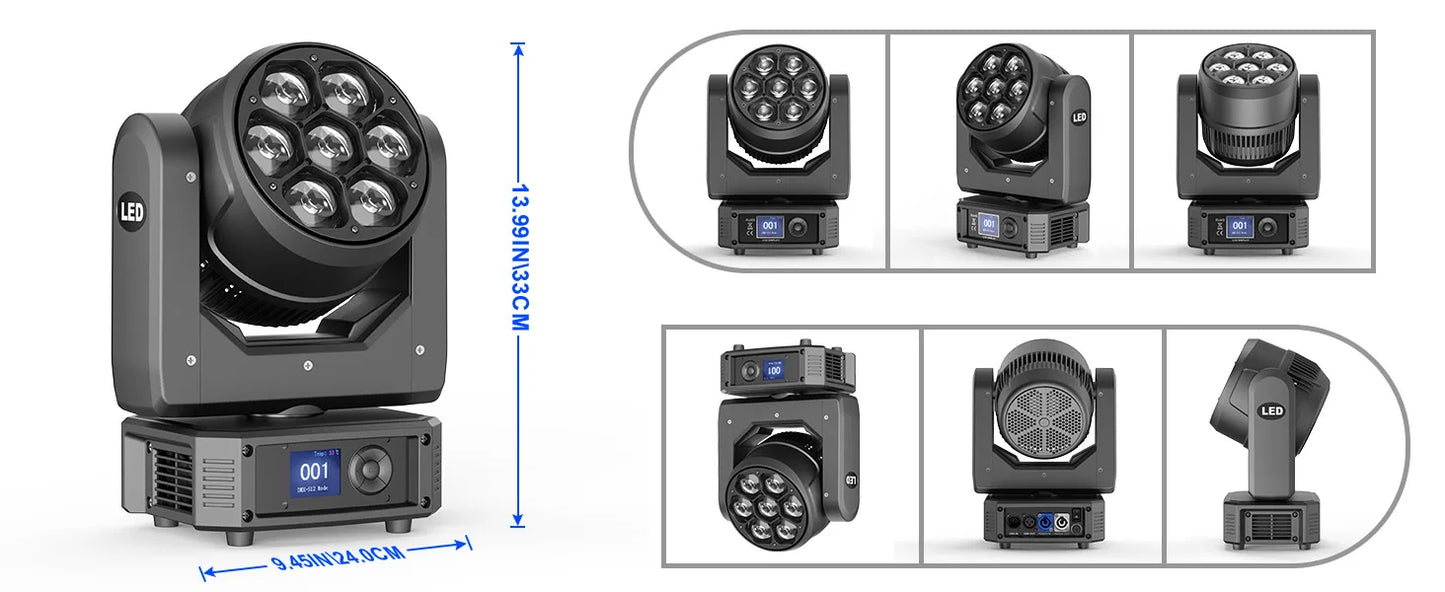 RGBW LED Moving Head Wash Beam Lights 2 Pack