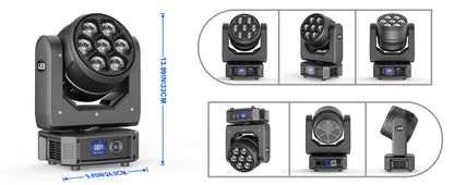 RGBW LED Moving Head Wash Beam Lights 2 Pack