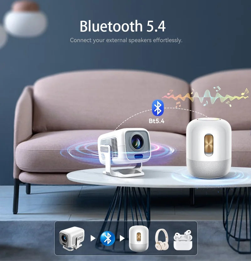 1080p Smart Projector with WiFi6 Bag and Auto Focus
