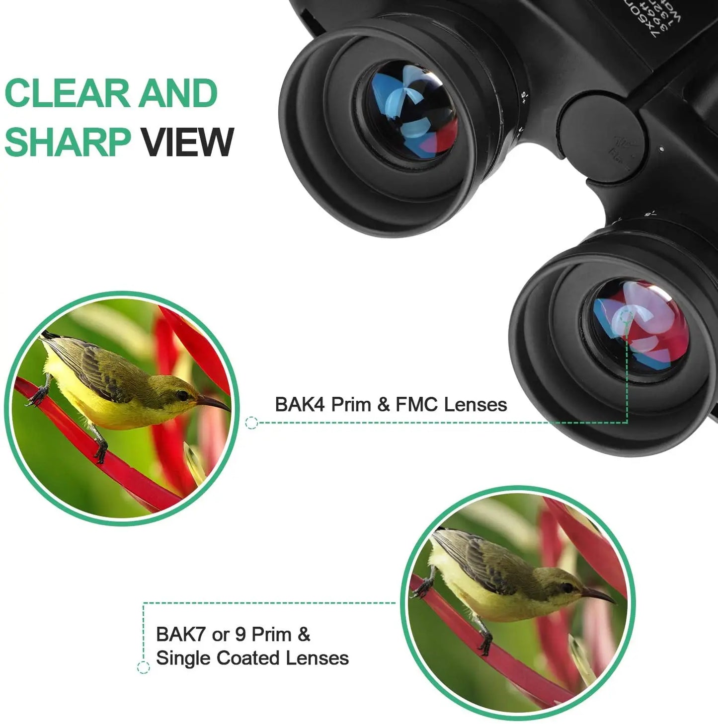 10x50 Waterproof Binoculars with Built-In Compass