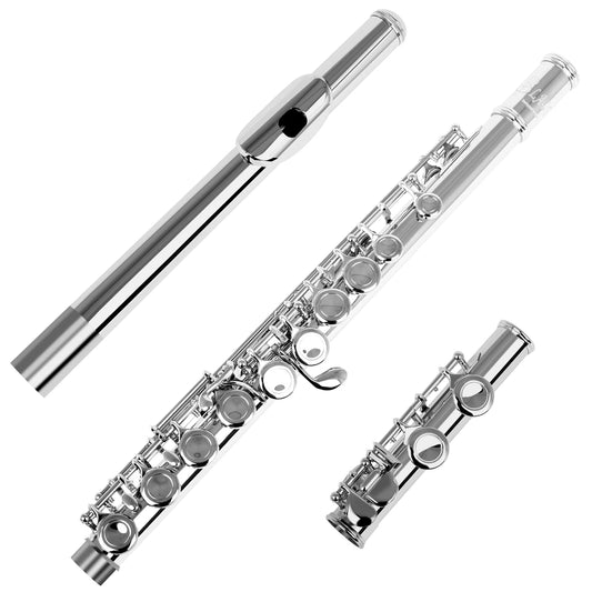 16 Key C Flute with Case Cleaning Cloth and Gloves