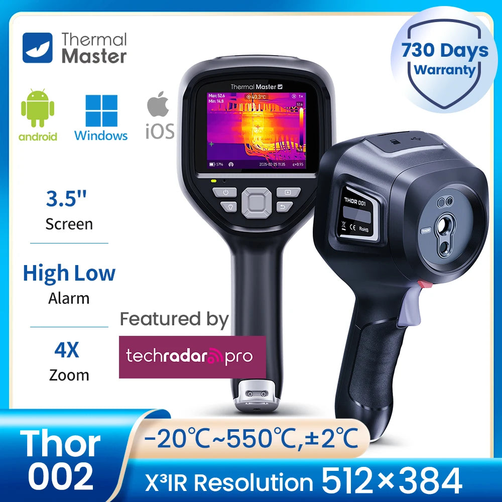 Portable Thermal Imager 512×384 Infrared Camera 4x Zoom