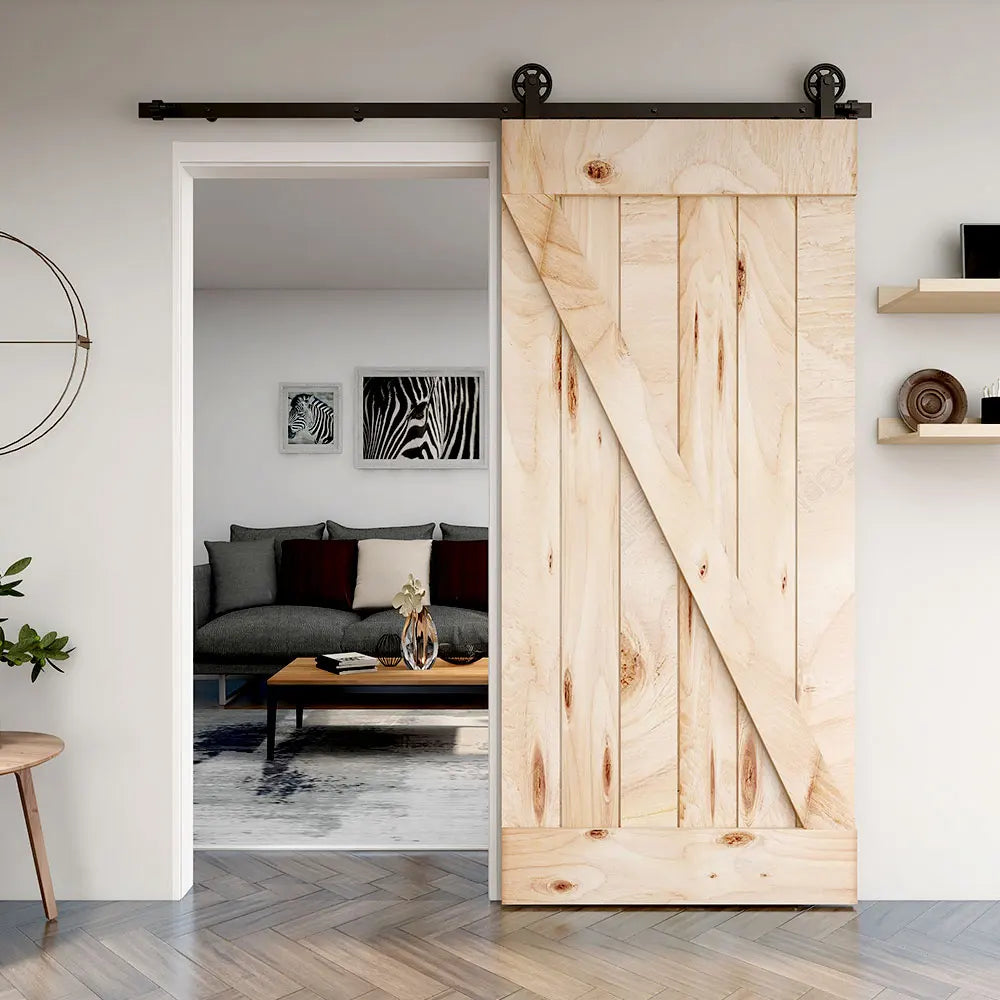 8FT Heavy Duty Barn Door Hardware Kit Black