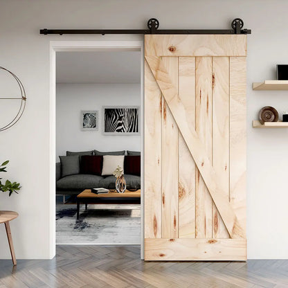 8FT Heavy Duty Barn Door Hardware Kit Black