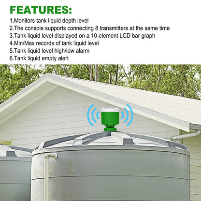 8in1 Wireless Tank Level Monitor with Alarm & LCD Display