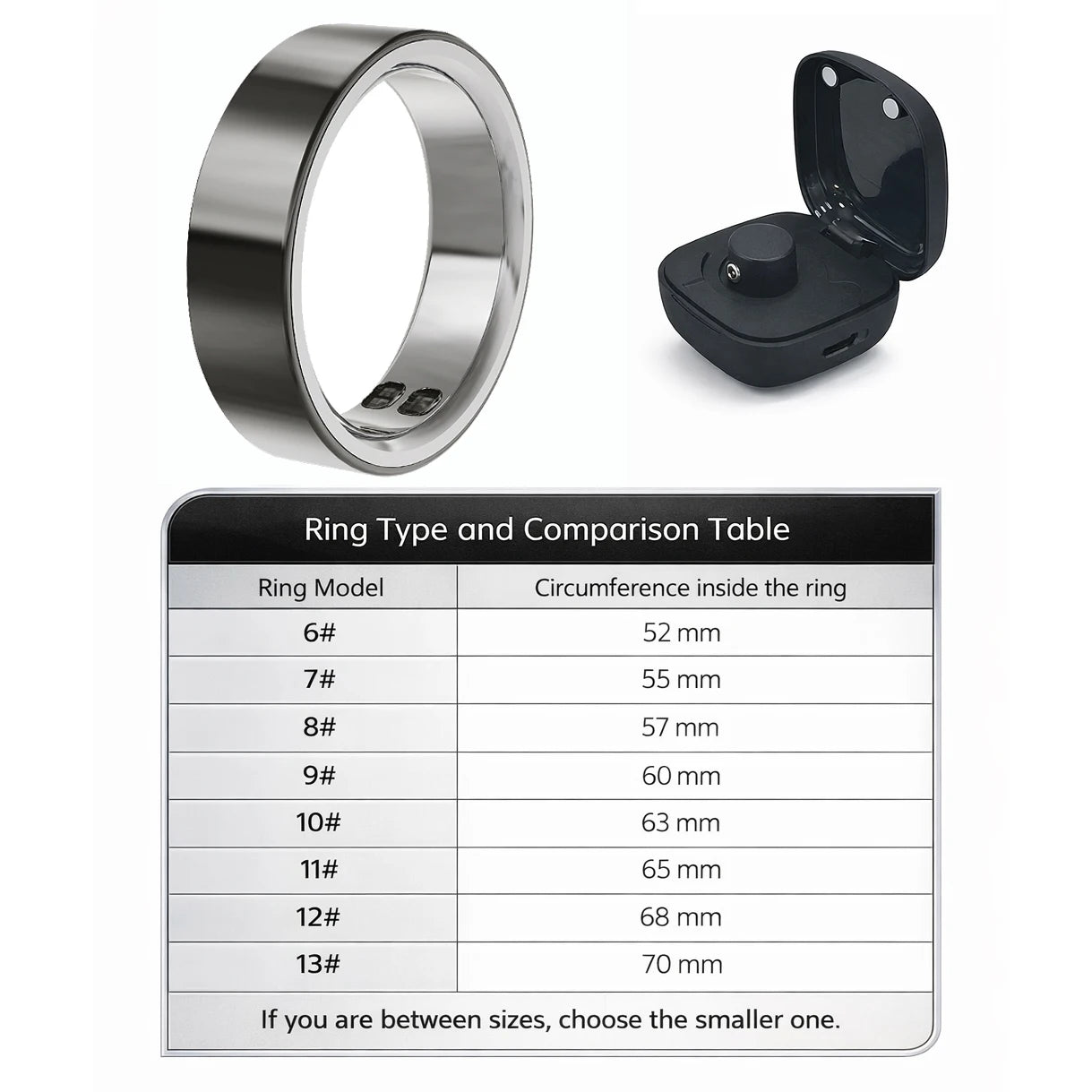 Men Stainless Steel Smart Ring Vibration Alert 10
