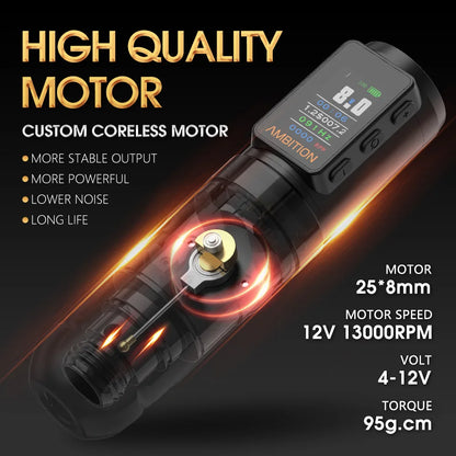 Rechargeable Gold Tattoo Pen 2400mAh Battery with Smart Screen