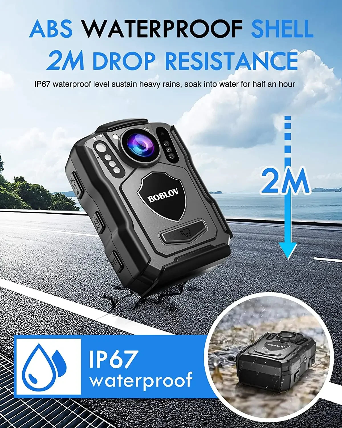 Waterproof Body Camera 64GB with GPS and Long Battery