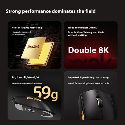Ultra Lightweight Tri-Mode Wireless Gaming Mouse 42000DPI