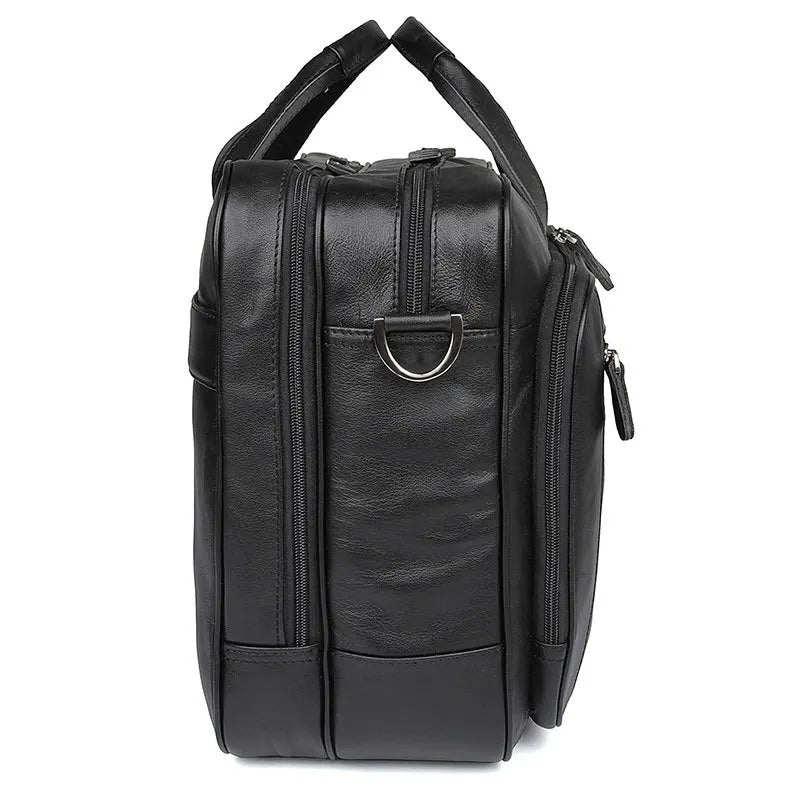 Men’s Black Leather Business Bag for 17" Laptop