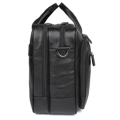 Men’s Black Leather Business Bag for 17" Laptop
