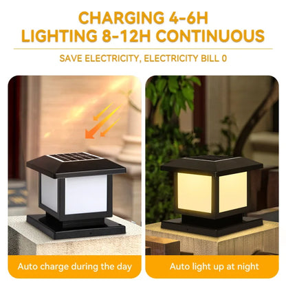 20cm Waterproof Solar LED Post Lights 2 Pack
