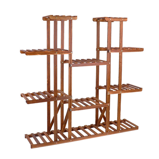 Portable Wooden Plant Shelf with Multiple Tiers and Height
